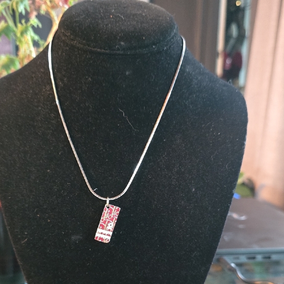 Dior Silver Necklace with Red Pendant - Picture 1 of 3